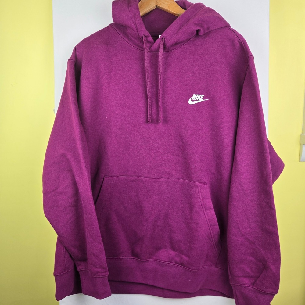 Nike Sportswear Club Fleece Hoodie Sangria Purple BV2654-610 Mens 2XL